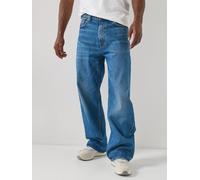Calvin Klein Jeans Baggy Fit Embossed Waistband, Blue, Size 30R, Men Blue