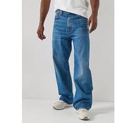 Calvin Klein Jeans Baggy Fit Embossed Waistband, Blue, Size 32R, Men Blue