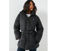 Calvin Klein Jeans Belted Midweight Puffer Coat, Black, Size Xxl, Women Black