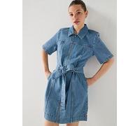 Calvin Klein Jeans Belted Shirt Dress, Blue, Size M, Women Blue
