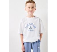 Calvin Klein Jeans Boys Varsity Graphic Short Sleeve T-Shirt, White, Size 16 Years White