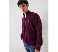 Calvin Klein Jeans Cotton Waffle 1/4 Zip Knitted Jumper, Purple, Size S, Men Purple