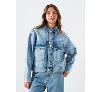 Calvin Klein Jeans Denim Jacket, Blue, Size Xxs, Women Blue