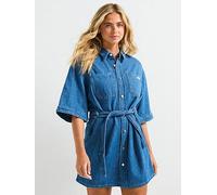 Calvin Klein Jeans Dress LINEN BOXY BELTED SHIRT DRESS in Marine EU XL