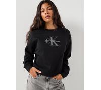 Calvin Klein Jeans Jeans Monologo French Terry Relaxed Sweatshirt, Black, Size L = Uk 12, Women Black