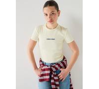 Calvin Klein Jeans Jeans Ribbed Embroidered Logo T-shirt, Green, Size Xl, Women Green