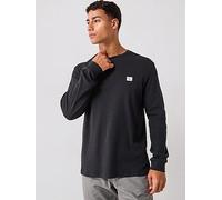 Calvin Klein Jeans Left Chest Woven Badge Waffle Long Sleeve T-Shirt, Black, Size M, Men Black