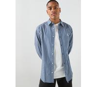 Calvin Klein Jeans LS Yd Stripe Washed Poplin Relaxed Shirt, Navy, Size M, Men Navy