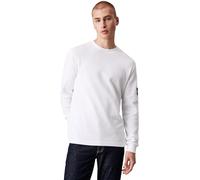 Calvin Klein Jeans Men Long-Sleeve T-Shirt Badge Waffle LS Basic, White (Bright White), XL