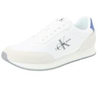 Men's Calvin Klein RETRO RUNNER LOW MIX Mens Trainers Bright White/Sapphire Blue - Size: 10.5