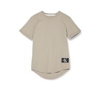 Calvin Klein Jeans Men Short-Sleeve T-Shirt Badge Turn Up Crew Neck, Beige (Elephant Skin), L
