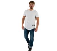 Calvin Klein Jeans Men Short-Sleeve T-Shirt Badge Turn Up Crew Neck, White (Bright White), XXS