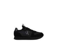 Calvin Klein Jeans Men's Lace Up Nylon Leather Runner Trainers, White (Bright White/Eggshell), 10