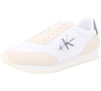 Calvin Klein Jeans Men's Retro Mono Runner Trainers, Multicolor (Bright White/C White/Charcoal Grey), 8