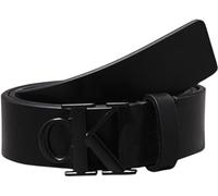Calvin Klein Jeans Men's ROUND MONO PLAQUE LTHR BELT 35MM K50K512068, Black (Black/Black), 95