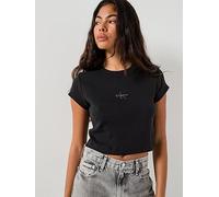 Calvin Klein Jeans Monogram Baby Short Sleeve T-shirt Black XL Woman