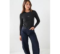 Calvin Klein Jeans Lv047a803g Long Sleeve Top Black 2XS Woman