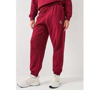 Calvin Klein Jeans Monologo Cuffed Joggers, Red, Size Xxs, Women Red