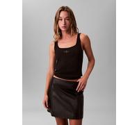 Calvin Klein Jeans Monologo Scoop Nk Rib Tank Top, Black, Size Xs, Women Black