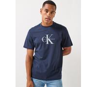Calvin Klein Jeans Monologo T-Shirt, Navy, Size M, Men Navy