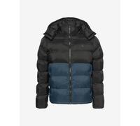 Calvin Klein Jeans Nylon Colour Block Hooded Puffer Jacket Black Blue - XL