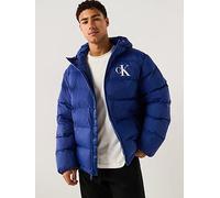 Calvin Klein Jeans Nylon Monogram Quilted Jacket, Blue, Size 2Xl, Men Blue