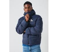 Calvin Klein Jeans Nylon Monogram Quilted Jacket, Navy, Size 2Xl, Men Navy
