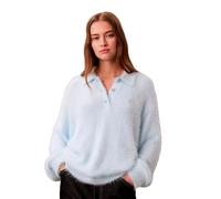 Calvin Klein Jeans Soft Relaxed Fit Long Sleeve Polo Blue M Woman