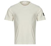 Calvin Klein Men’s Short Sleeve Regular T-Shirt with Logo Badge, Beige (Oatmeal), XXL