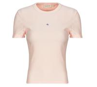 Calvin Klein Jeans T shirt WOVEN LABEL RIB FITTED TEE in Pink EU S