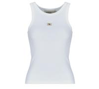 Calvin Klein Jeans Tops / Sleeveless T-shirts WOVEN LABEL RIB TANK TOP in White EU M
