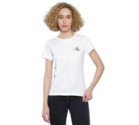 Calvin Klein Jeans Women Pack of 2 Short-Sleeve T-Shirt Monologo Slim Crew Neck, Multicolor (Sepia Rose/Bright White), M