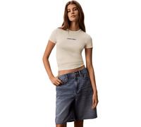 Calvin Klein Jeans Women Ribbed Embroidered Logo T-Shirt - Green Essence