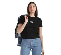 Calvin Klein Jeans Women Short-Sleeve T-Shirt Crew Neck, Black (Ck Black), L