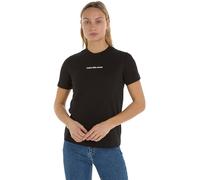 Calvin Klein Jeans Women Short-Sleeve T-Shirt Institutional Straight Crew Neck, Black (Ck Black), XS