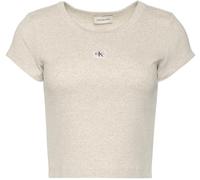 Calvin Klein Jeans Women's A- Woven Label 2X2 Rib Baby TEE LV047C200G Tees, Grey (Vanilla Heather), L