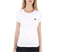 Calvin Klein Jeans Women's Ck Embroidery Slim Tee J20j212883 S/S Knit Tops, White, L