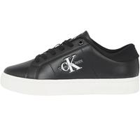 Calvin Klein Jeans Women's Classic Cupsole Low Top Lace Up Leather Trainers, Black (Black/Bright White), 7
