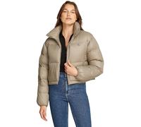 Calvin Klein Jeans Women's Down Cropped Puffer Jacket, Beige (Brindle), XS