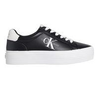 Calvin Klein Jeans Women's Flatform Lace Up Leather Vulcanised Trainers, Black (Black/Bright White), 7