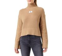 Calvin Klein Jeans Women's Label Chunky Sweater Pullovers, Brown, XXS