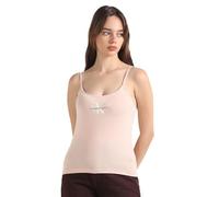 Calvin Klein Jeans Women's MONOLOGO Strappy Tank TOP S/S Knit Tops, Sepia Rose, L