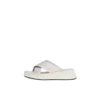 Calvin Klein Jeans Women's Sporty Wedge Rope Sandal MR Wedge Sandal, Triple Eggshell, 6