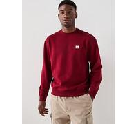 Calvin Klein Jeans Woven Badge Crew Neck Sweatshirt, Dark Red, Size 2Xl, Men Dark Red