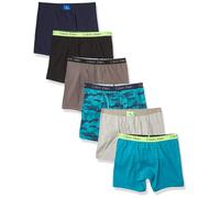 Calvin Klein Kids Boys' Modern Cotton Boxer Brief Underwear 6-Pack, Castlerock Grey/Moon Blue/Black Iris/Camo/Heather Grey/Black, Medium