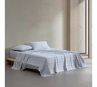 Calvin Klein - King Size Sheet Set, Crisp & Tailored Bedding with a Cotton Percale Lightweight Feel, Deep Pockets - Bed Sheets with Matching Fitted Sheet & Pillowcases (Multi Grid Blue)