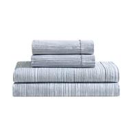 Calvin Klein - King Size Sheets Set, Crisp & Tailored Cooling Sheets w/a Naturally Smooth Cotton Percale Lightweight Feel - Bed Sheets with Matching Pillowcases & Fitted Sheet (Wavy Stripe Blue)