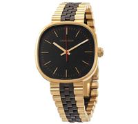 Calvin Klein Ladies Watch K9Q125Z1 Squarely Black Dial Gold/Black Bracelet