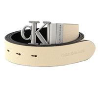 Calvin Klein Leather CKJ Monogram Mono Hardware Rev Belt 30MM W85 Black/Eggshell beige