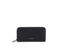 Calvin Klein Leather Purse Duo Stitch Long Zip Around Wallet CK Black
